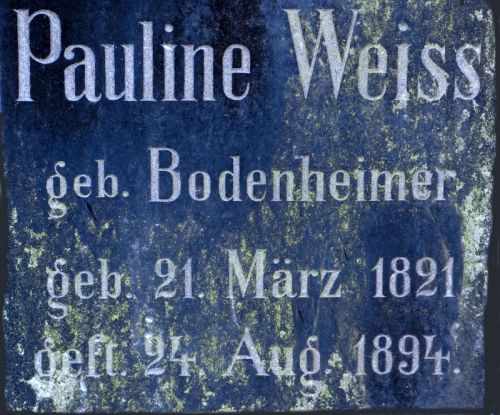 Datei:Pauline Weiss geb. Bodenheimer (geb. 21. März 1821 in Pforzheim, gest. 24. August 1894 in Pforzheim).jpg