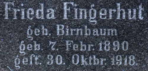 Datei:Frieda Fingerhut geb. Birnbaum (geb. 7. Februar 1890, gest. 30. Oktober 1918 in Pforzheim) ).jpg