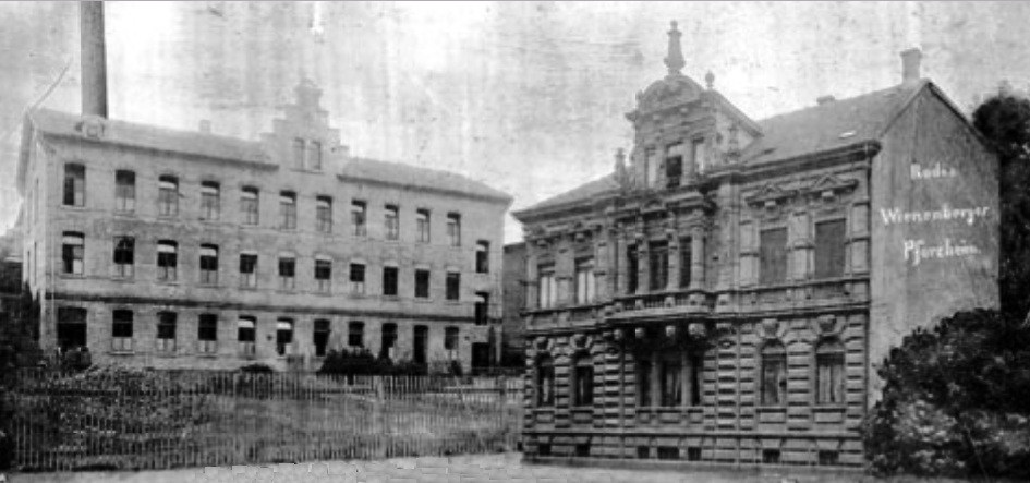 Datei:Villa und Gebäude der Schmuckfabrik von Eugen Rodi & Wilhelm Wienenberger (ROWI Aktiengesellschaft), Bleichstraße 60-68, erbaut 1910 nach Entwurf von Ernst Maler.png