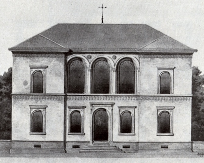 Datei:Pforzheim, Haus Georg Jakob Dennig (später Villa Gülich), Westliche Karl-Friedrich-Straße 55, Eingangsseite, Entwurf für Aufriß von Friedrich Theodor Fischer (1803-1867).jpg