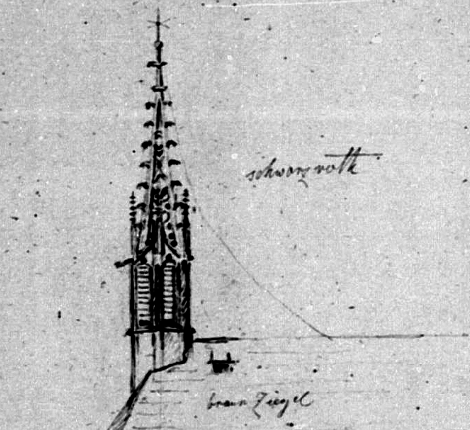 Datei:Pforzheim, ehemaliges Dominikanerinnenkloster der hl. Maria und Maria-Magdalena, ab 1565 Spitalkirche, ab 1718 Waisenhauskirche, spätgotischer Dachreiter.png