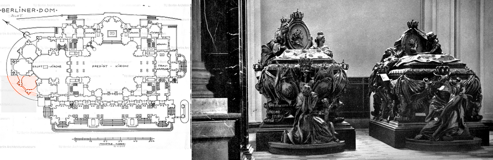 Datei:Gruft- und Denkmalskirche im Berliner Dom (Nordwest), Grabdenkmäler für Friedrich I. und Sophie Charlotte (Nordwest), Detail.png