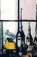 Adolf Valentin Saile (geb. 10.10.1905 in Stuttgart; gest. 1994), Glasfenster im Turmtreppenhaus, Bezirksamtsturm, Bahnhofstraße 24, „Neues Schloß“, 1950