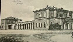 Pforzheimer Bahnhof um 1920