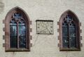 Die Sonnenuhr an der Südfassade der evangelischen Kirche St. Blasius in Bad Liebenzell. Die Sonnenuhr stammt von 1778.