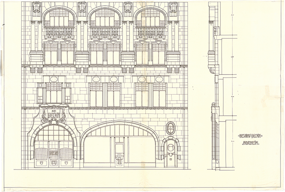 Datei:Fassadenentwurf für das Haus Beckh am Marktplatz 4 in Pforzheim von Hermann Billing (1902).png
