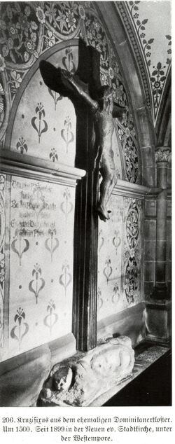 Datei:Alte Pforzheimer Stadtkirche am Lindenplatz (1899-1962), (Entwurf von Carl Voß 1850-1937), Kruzifix.jpg