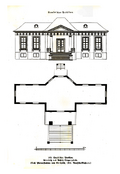 Saackescher Pavillon, Grundriß und Aufriß Eingangsseite