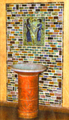 Hilda-Gymnasium, Keramisches Kunstwerk und Wandbrunnen, Entwurf Vera Joho, Ausführung Rolf Gröger