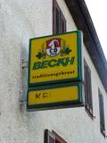 Leuchtreklame der Brauerei Beckh am ehem. Gasthaus Krone, Mühlhausen (Würm)