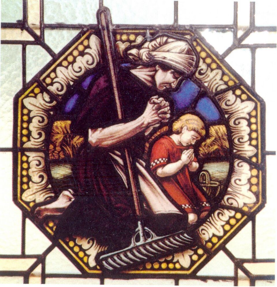 Datei:Pforzheim-Huchenfeld, An der Kirche 5, Evangelische Pfarrkirche, Glasfenster aus der Karlsruher Werkstatt von Adolf Achenbach, 1910-1935.jpg