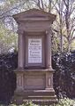 Grabstein an der Friedhofsmauer, die den Park zur Lindenstraße abgrenzt ‎
