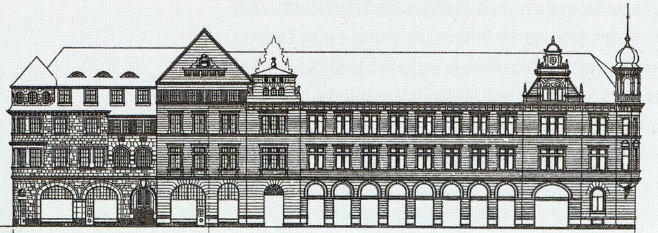 Datei:Pforzheim, Altes Rathaus, Nordfassade an der Östlichen Karl-Friedrich-Straße, Entwurf Max Müller u. Alfred Roepert, 1911.jpg