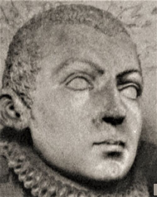 Datei:Pforzheim, Schloßkirche, Grabdenkmal für Prinz Albrecht den Jüngeren von Baden-Durlach (geb. 12. Juni 1555 ; gest. 5. Mai 1574), Portrait.jpg