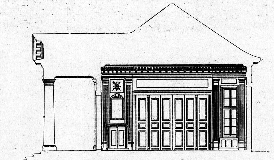 Datei:Saackescher Pavillon zwischen Bahnhofstraße 11 und 19 in Pforzheim, Querschnitt Nordostseite.jpg