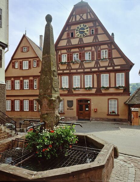 Datei:Rathaus u.Brunnen Altensteig.jpg