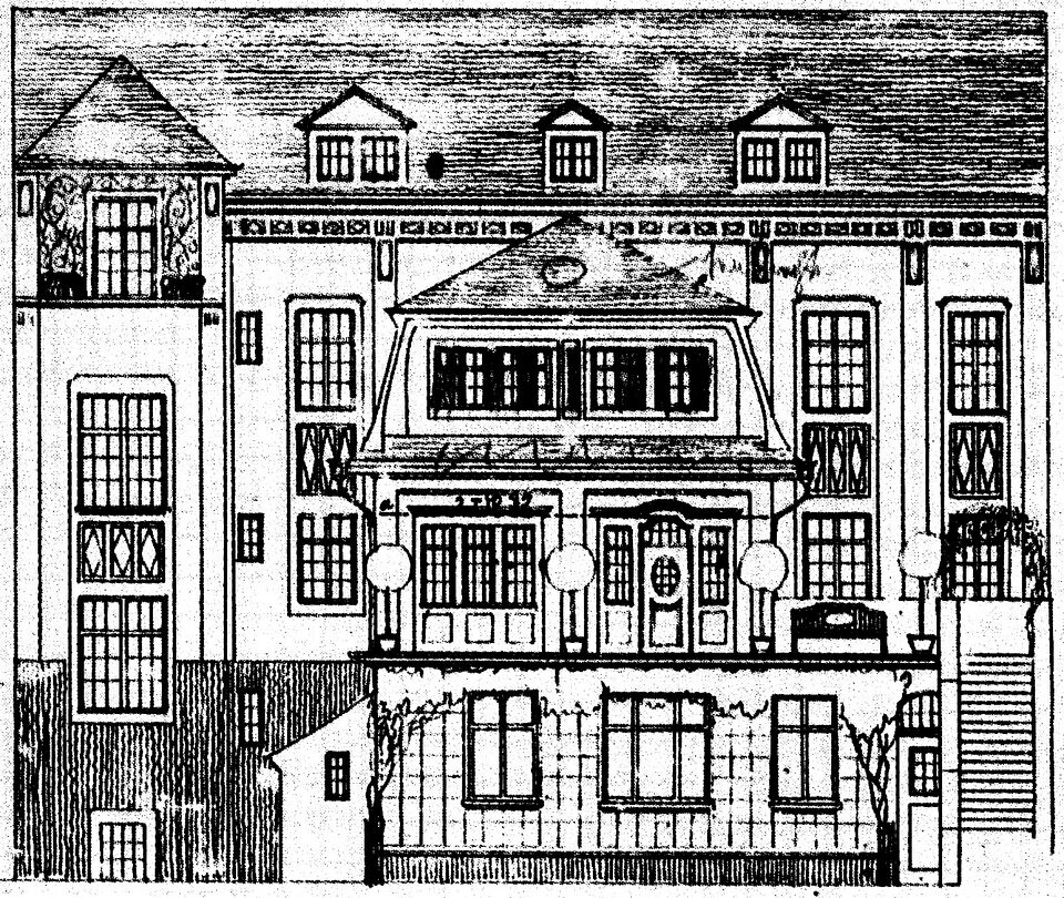Datei:Wohnfabrikhaus Theodor Fahrner (Luisenstraße 52), Hofansicht mit neuem Wohnflügel, Entwurf aus dem Jahre 1909 von Ernst Dobler (sen.) (1875-1966).jpg