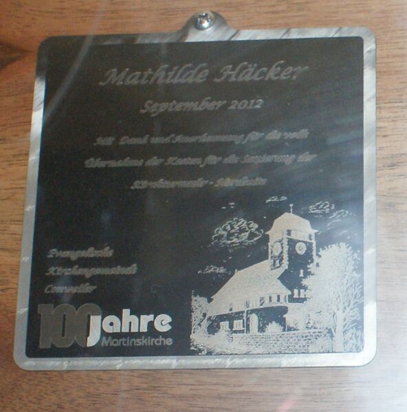 Datei:Mathilde Häcker Martinskirche Conweiler.jpg