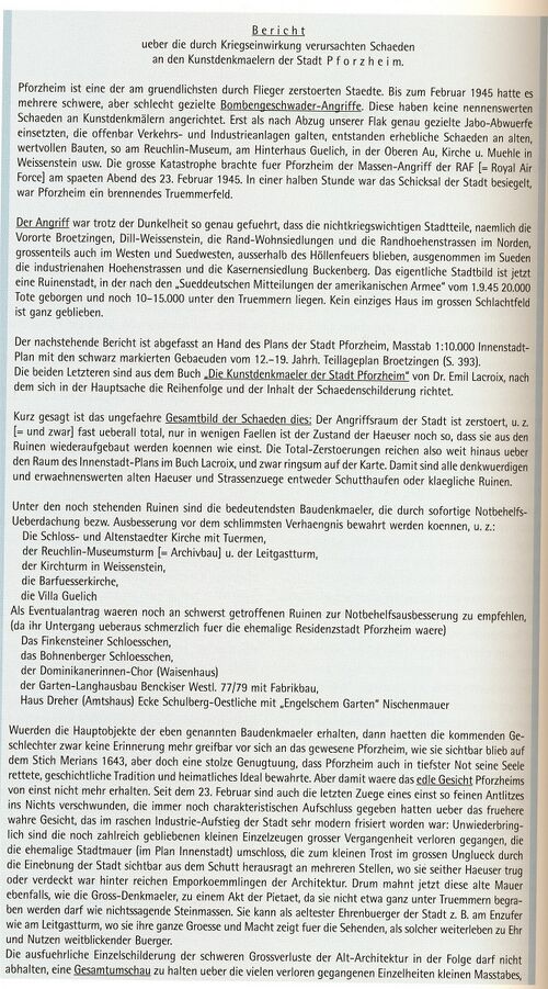 Datei:Alfons Kirchenmaier (geb. 1889 in Weingarten bei Ravensburg, gest. 25. Februar 1954 in Pforzheim), „Der Kriegsschadensbericht vom 10. September 1945“, (1).jpg
