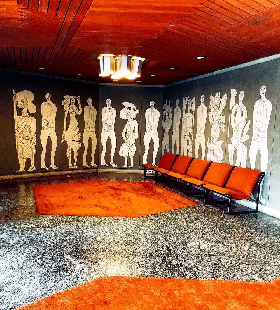 Datei:Marktplatz 1, Neues Rathaus, Foyer des Ratssaales, Wandbild „Männerwald“ von Helmut Andreas Paul Grieshaber (15.2.1909-12.5.1981).jpg