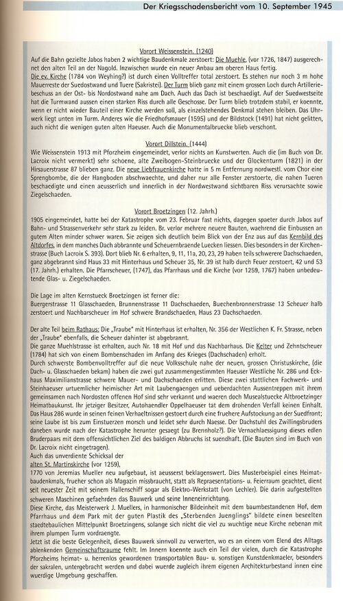 Datei:Alfons Kirchenmaier (geb. 1889 in Weingarten bei Ravensburg, gest. 25. Februar 1954 in Pforzheim), „Der Kriegsschadensbericht vom 10. September 1945“, (8).jpg