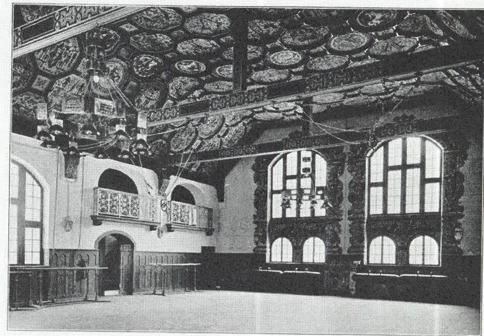 Datei:Pforzheim, Altes Reuchlin-Gymnasium, Simmlerstraße Ecke Goethestraße, Einweihung am 9.2.1905, Entwurf Bezirksbauinspektor Heinrich Henz, Turn- und Festhalle.jpg