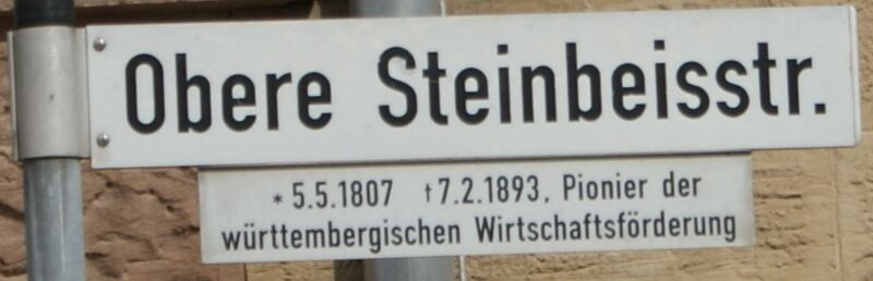 Datei:Straßenschild Obere Steinbeisstraße.jpg