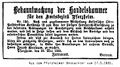 Handelskammer Bekanntmachung 26.5.1885