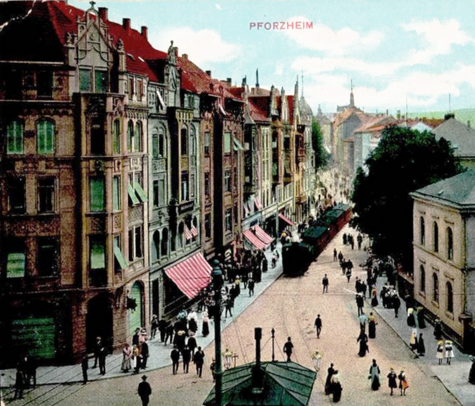 Datei:Westliche Karl-Friedrich-Straße 96-88 in Pforzheim (erbaut 1899 bis 1900 nach Entwürfen der Architekten Josef Roos, Oskar Berger und Christian Hering), coloriert.png