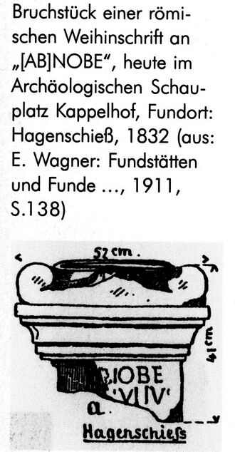 Datei:Ernst Wagner, Fundstätten und Funde ... im Großherzogtum Baden. Band II. Das badische Unterland, Tübingen 1911, S. 138 - Bruchstück einer römischen Weihinschrift, Hagenschieß 1832.jpg